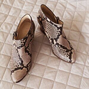 Stylish and Comfortable 1. State Kaleb Snakeskin Stacked Wedge Bootie